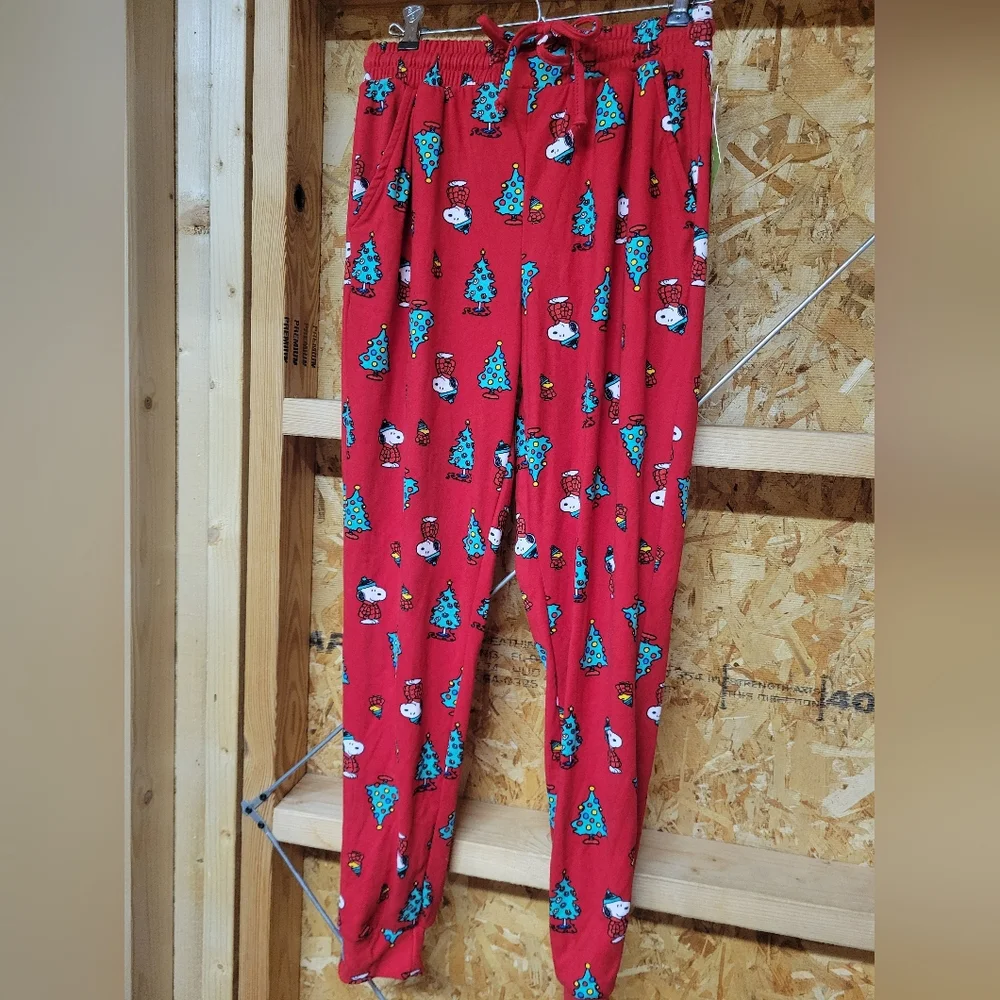 Peanuts NWT‎ 2PC Snoopy Christmas Hoodie & Pants Womans Size Small
